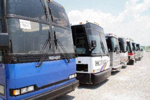 Carville, LA, June 12, 2006 - Buses staged to transport residents in event of evacuation